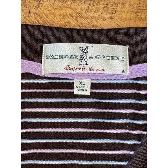 Mens Fairway and Greene Mercerized Cotton Brown Striped Golf Polo‎ Size XL - Picture 5 of 8
